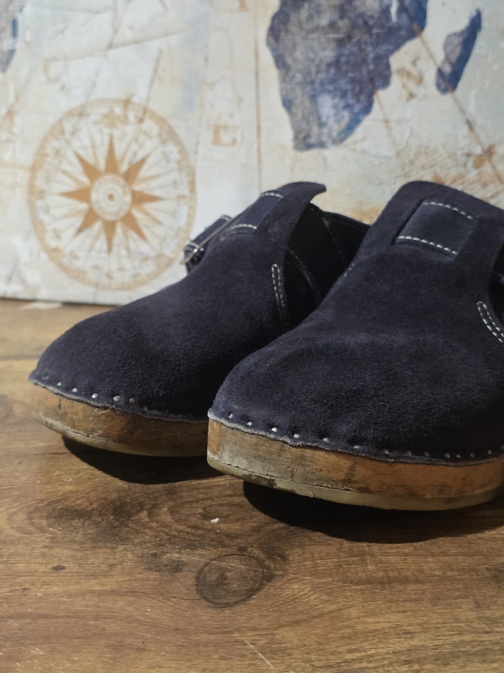 Women's Purple Suede Slip-On Clog with Buckle - Picture 2 of 12